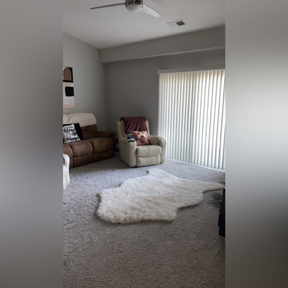 White faux fur rug